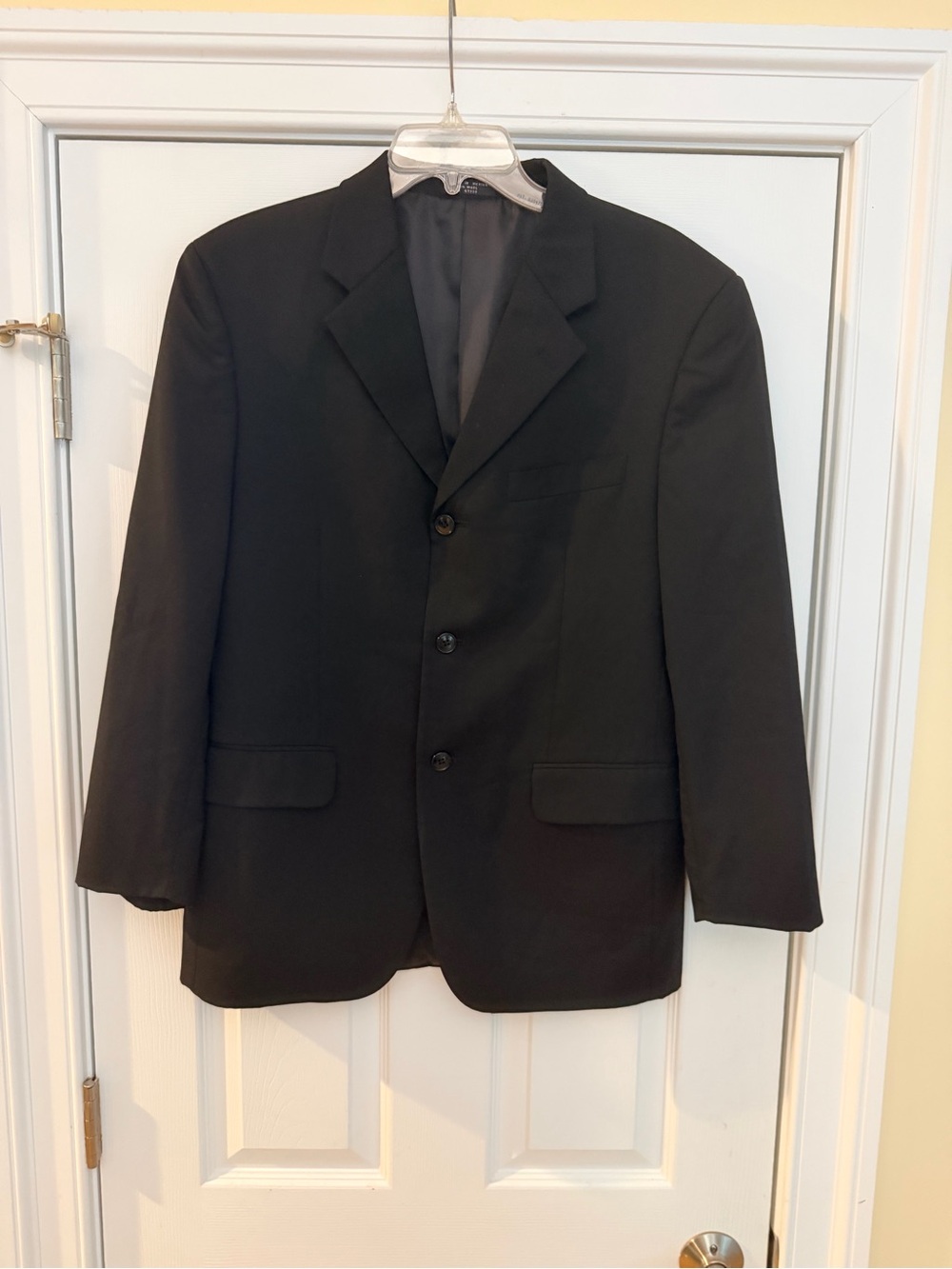 Men's Size 38S "Jones New York" Black Sport Coat Blazer 100% Wool GUC
